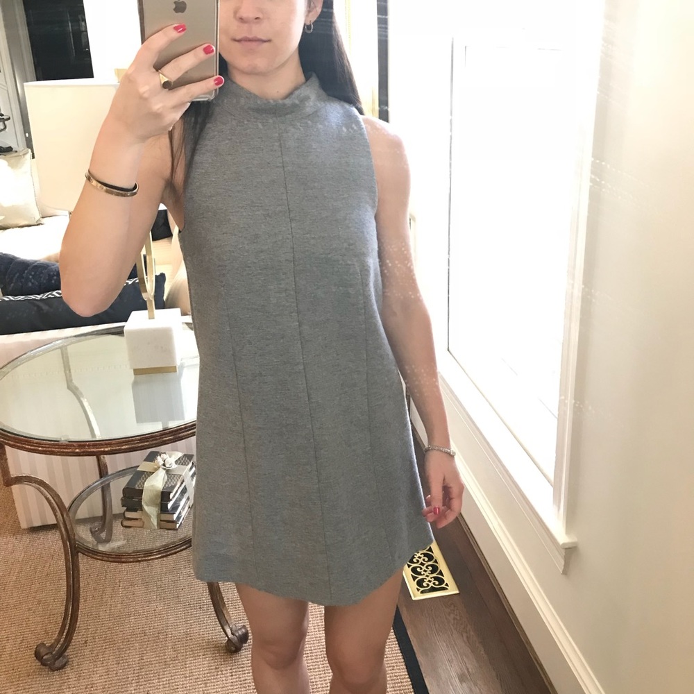 Grey Turtleneck Sleeveless Dress